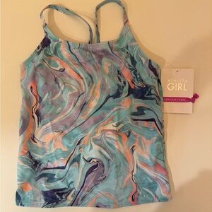 Athleta Girl Ocean Marble Tankini Top size girls L/12 NWT